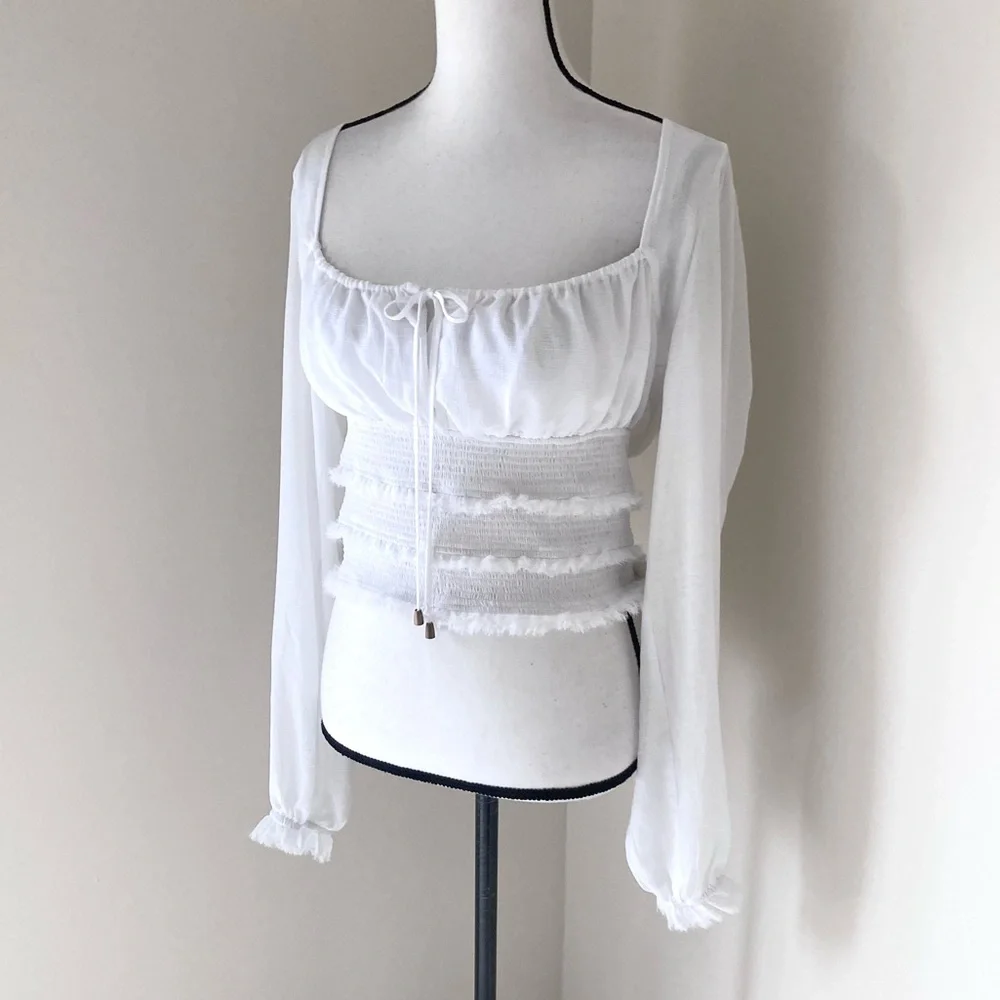Free People Solid Lolita Blouse in White Size M